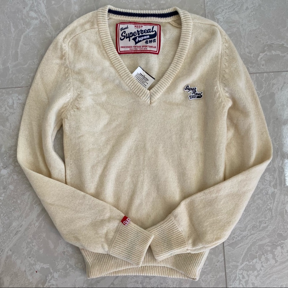 SuperReal Lambswool V Neck Vintage Sweater